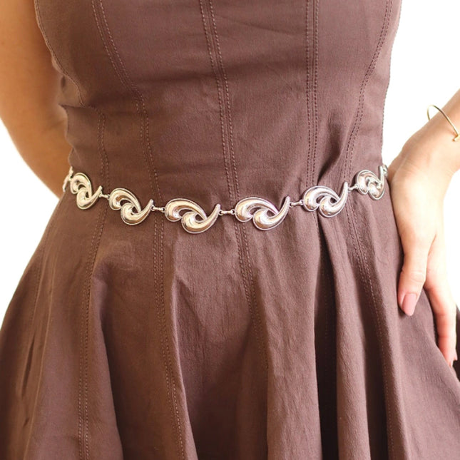 Alana Belt – Silver Chain with Paisley Design
