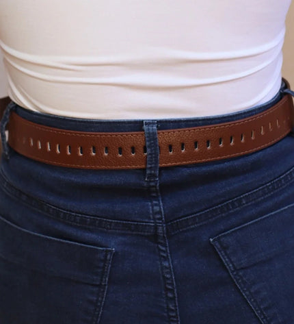 Diana Belt – Brown Genuine Leather with Covered Buckle