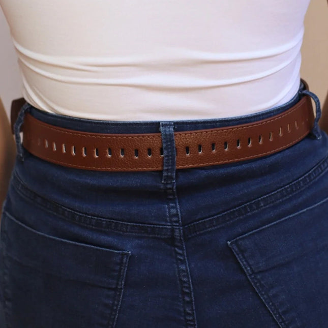 Diana Belt – Brown Genuine Leather with Covered Buckle