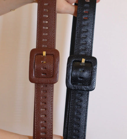 Diana Belt – Brown Genuine Leather with Covered Buckle