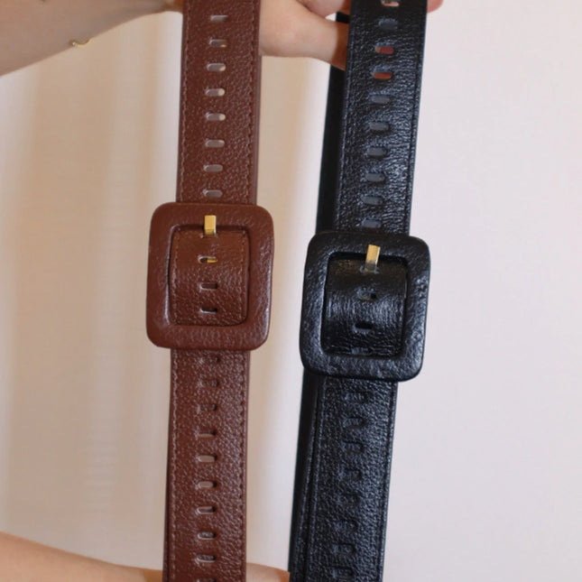 Diana Belt – Brown Genuine Leather with Covered Buckle