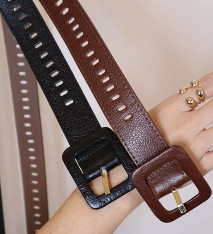 Diana Belt – Brown Genuine Leather with Covered Buckle