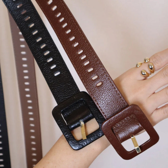 Diana Belt – Brown Genuine Leather with Covered Buckle