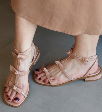 Leticia Sandal – Pinkish Beige with Bow Detail