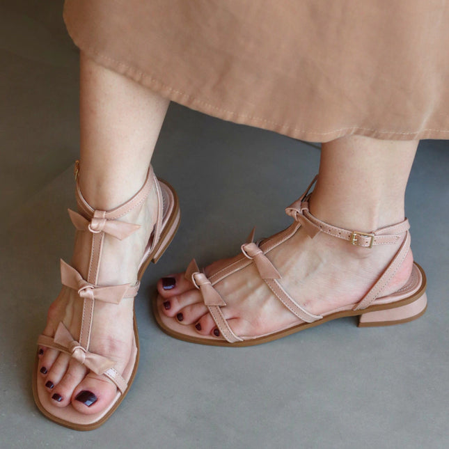 Leticia Sandal – Pinkish Beige with Bow Detail