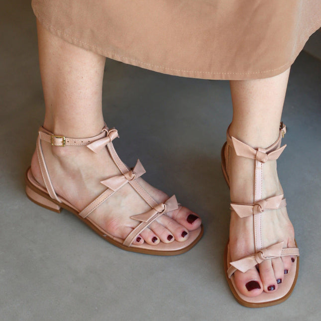 Leticia Sandal – Pinkish Beige with Bow Detail