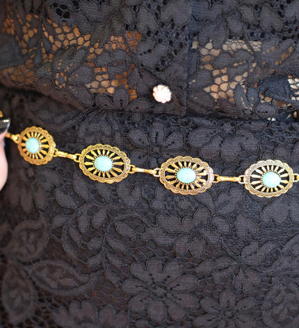 Melina Belt – Gold with Turquoise Stones