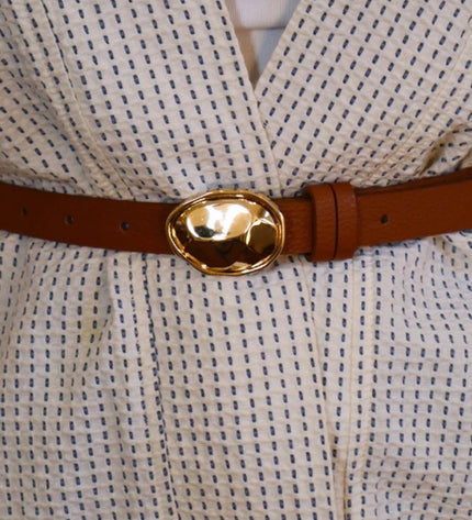 Raquel Belt – Caramel with Gold Organic Buckle