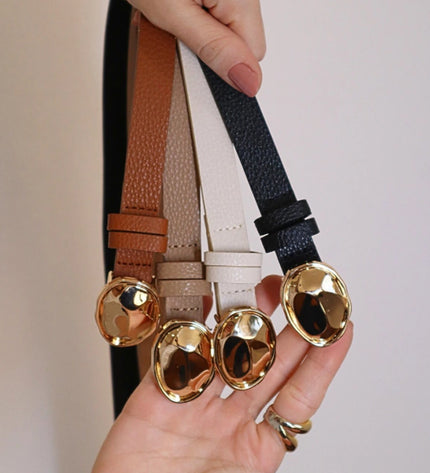 Raquel Belt – Caramel with Gold Organic Buckle