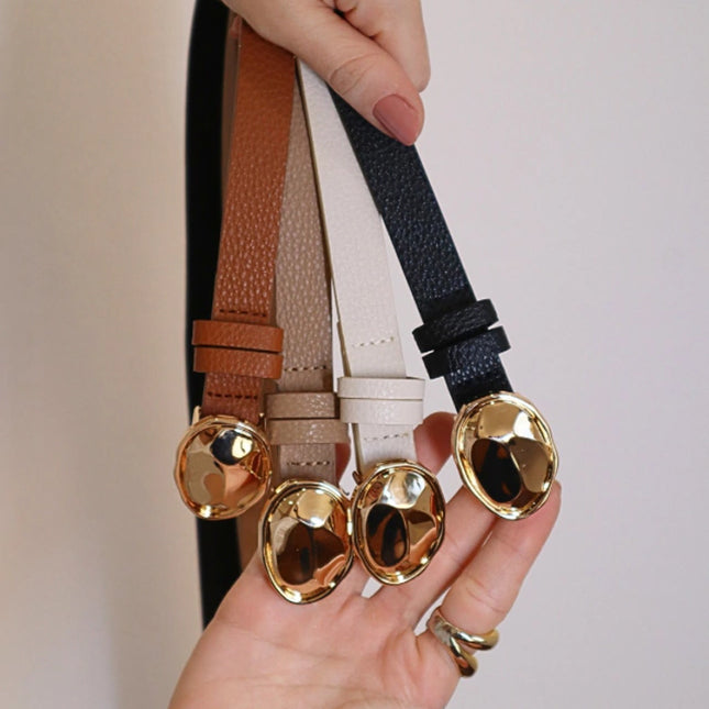 Raquel Belt – Caramel with Gold Organic Buckle