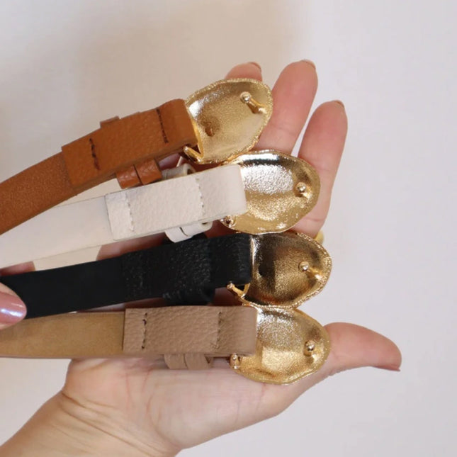 Raquel Belt – Caramel with Gold Organic Buckle